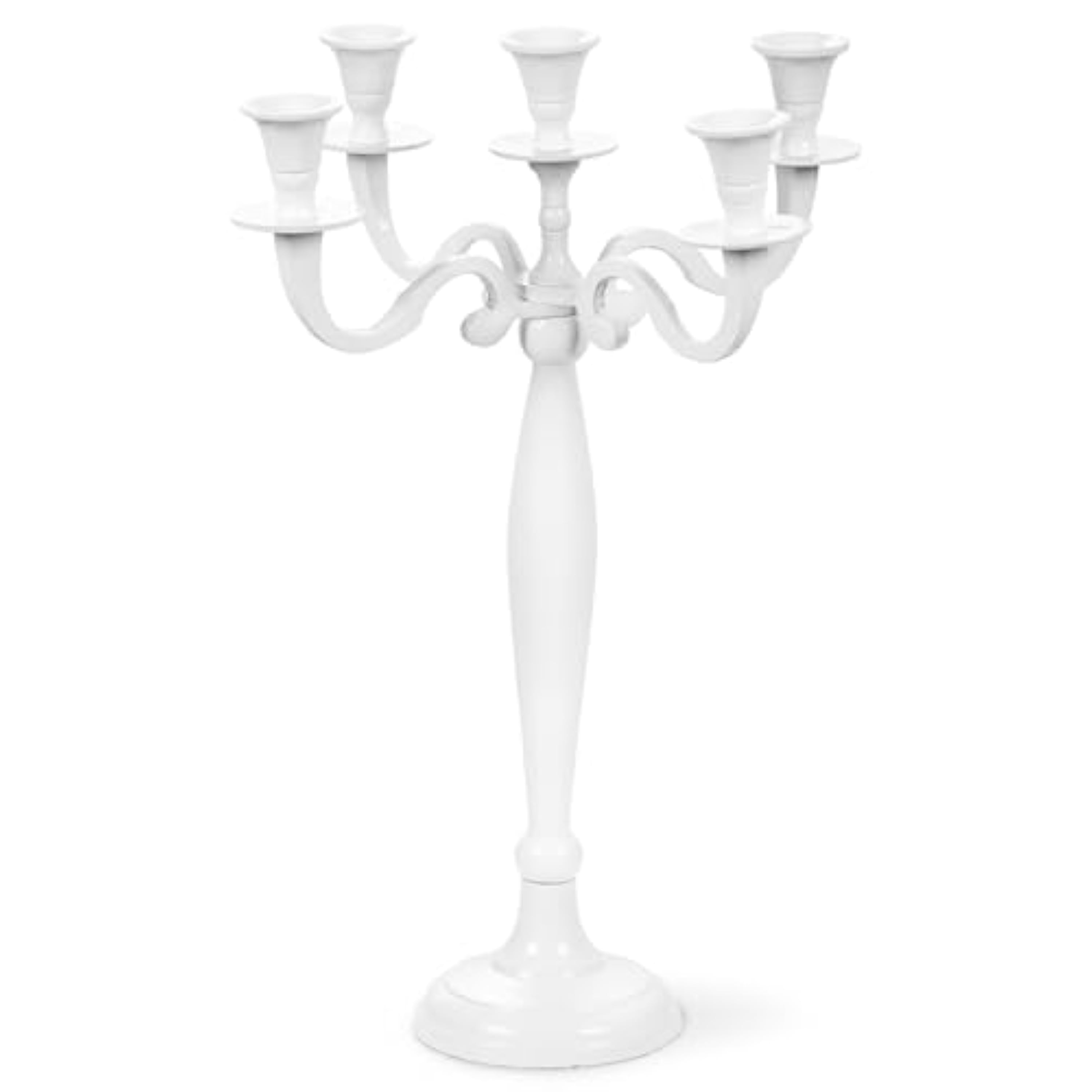 Gräfenstayn Candelabro 1, 3 o 5 Brazos - Diferentes tamaños - Candelabro en Color Plata, Negro, Blanco o Dorado (M, Blanco)