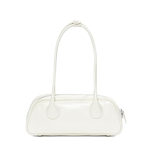 Shoulder Bag for Women, Leather Fashion Ladies Tote Handbag, Shoulder Purse with Zipper (White)
