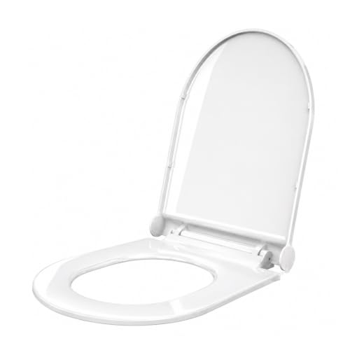 Image of KrissKross White Round Toilet Seat Cover | Western EWC Commode | Soft Close Technology | Heavy-Duty PP | Adjustable Hinges | Easy Installation