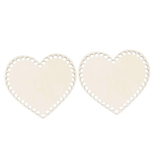 HAPINARY 2pcs Heart Shape Wooden Basket Bottoms for Crochet Bag Making Natural Wood Base with Pre Drilled for Beginners and Sewing Enthusiasts
