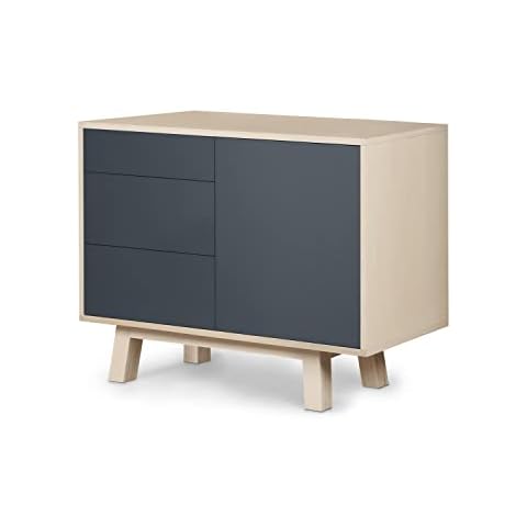 MON PETIT MEUBLE FRANÇAIS Low Sideboard 1 Door 3 Drawers 100 cm Ash Cover