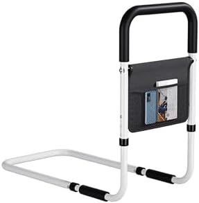 Miniatura 6 de Hopelight Asa de soporte de riel de cama ajustable con bolsa de almacenamiento, blanco y negro, protector de seguridad de asistencia de altura,