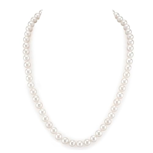 Senteria Pearl Necklaces for Women Dainty Pearl Choker Necklace for Women Men Wedding Gifts for Brides Bridesmaid 8mm Hand Knotted Pearl Strand With Fine Gifts Box