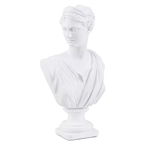 DOUBLETOP Statue Sculpture Goddess Portrait Resin Ornament European Home Modern Desktop Bedroom Sketch Broken Arm Decorations Creative Gifts White Cover