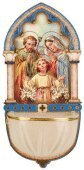 Catholic Gift Shop Holy Family Luminous Holy water Font with Gold Foil Highlights - Nativity