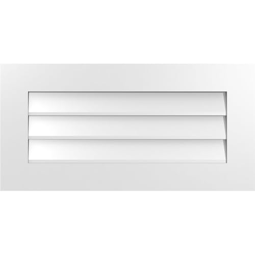 32"W x 16"H Vertical Surface Mount PVC Gable Vent: Non-Functional, w/ 3-1/2"W x 1"H Standard Frame