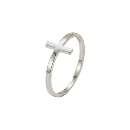 Bague croix latérale en argent 925 minimaliste pour femme