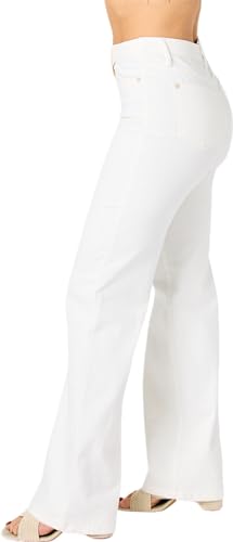 Judy Blue Women's High-Rise Braided Waistband White Wide Leg Jeans 88781 (US, Numeric, 24, Plus, Regular, White)2