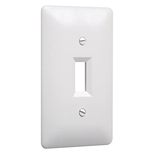 Image of TayMac 4000W Paintable Single Toggle Light Wall Plate Cover, White, 1-Gang