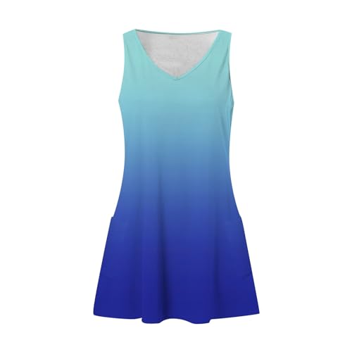 Image of Summer Dresses for Women 2026 Casual V Neck Sleeveless Sundresses Boho Beach Tank Dresses with Pockets