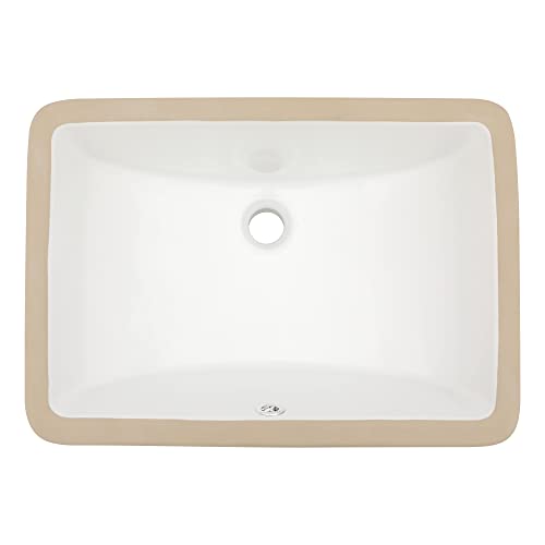 Undermount Bathroom Sink Rectangle - Dcolora 20"X14" White Porcelain Ceramic Rectangular Vessel Sink Under Counter Lavatory Vanity Bath Sink Bowl Basin With Overflow #TOP1