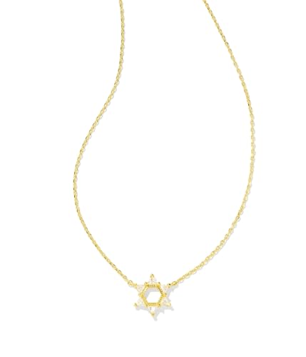 Kendra Scott, Womens, Star of David Crystal Short Pendant Necklace, Gold White Crystal, One Size