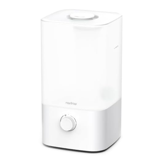raydrop Cool Mist Humidifier Diffuser, 2.5L Essential Oil Diffuser, Top Fill Humidifier for Bedroom, Home and Office, Baby Humidifier with Adjustable Mist Output, Dial Knob, Auto Shut Off (White)