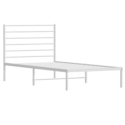Lit gain de place métal blanc SKM 80x200 cm pour petit espace