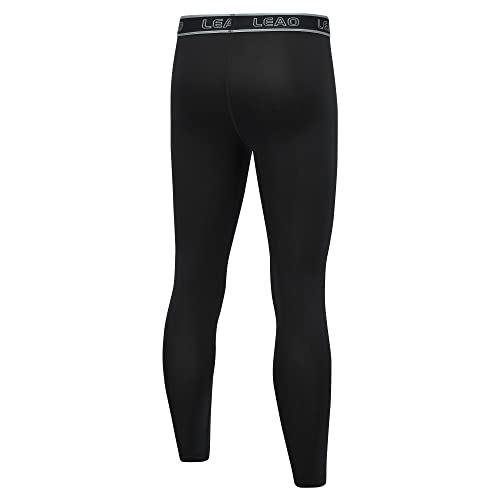LEAO Youth Boys Compression Leggings Fleece Quick Dry Sports Tights Soccer Baseball Basketball Baselayer Pants3