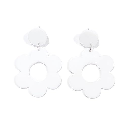 Cute Hollow Flower Dangle Earrings Vintage Resin Flower Daisy Earrings 60S 70S Party Jewelry Mother's Day/Valentien's Day Gift for Women