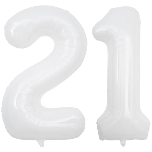 Image of 32 inch Large White 2 Number Foil Balloon, Number 8 Balloon for 2nd Birthday, Anniversary and Party Decorations, White Number Foil Balloons Helium Balloons for Kids Party, Pack of 1 (available 0-9)