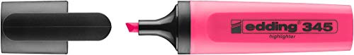 edding 345 marcador fluorescente - rosa - 1 marcador fluorescente - punta biselada de 2-5 mm - ideal para hacer marcas brillantes y resaltar pasajes de texto y notas