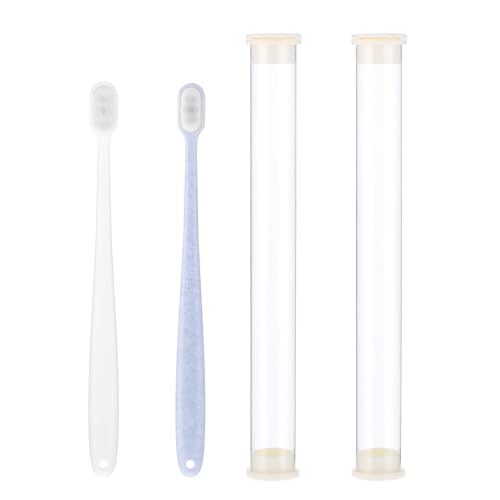 WLLHYF 2 Pieces Extra Soft Toothbrush for Sensitive Gums and Teeth Micro Nano Manual Toothbrushes Serrated Toothbrush Bristles for Protect Sensitive Teeth Oral Gum Recession Adult Kid Children