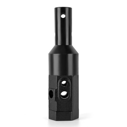 Heavy Duty 2 Hex Female to 2 Round Male Auger Adapter - Cast Steel Fully Welded for Earth Auger Post Hole Digger - Fits 2 Male Hex Power Head & 2 Female Round Auger