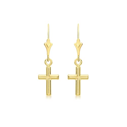 CARISSIMA Boucles d’oreilles pendantes croix en or jaune 9 ct pour femmes