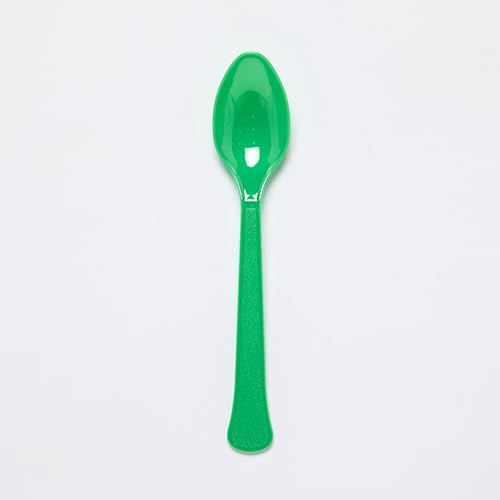 Cuillères écologiques en Plastique réutilisables Vert - 24 pièces