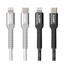 LAUT - Link Tough Matter 1.2m/3.9ft USB C to Lightning Cable | Durable Ballistic Nylon Sheath | MFi Certified | Bend Test Certified • Grey