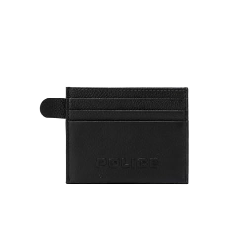 Image of Police Genuine Leather Bag Black Card Case with Multicard Slot |Leather Slim Skinny Fit 7 Credit Card Slots for Men & Women