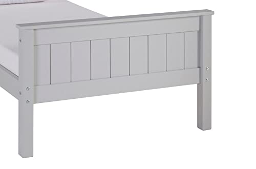 Harmony Twin Size Wood Platform Bed, Dove Gray, Youth Bedroom, Brazilian Pine (Pinus Taeda and Pinus Elliottis), Headboard, Footboard, Side Rails, Slats, Guest