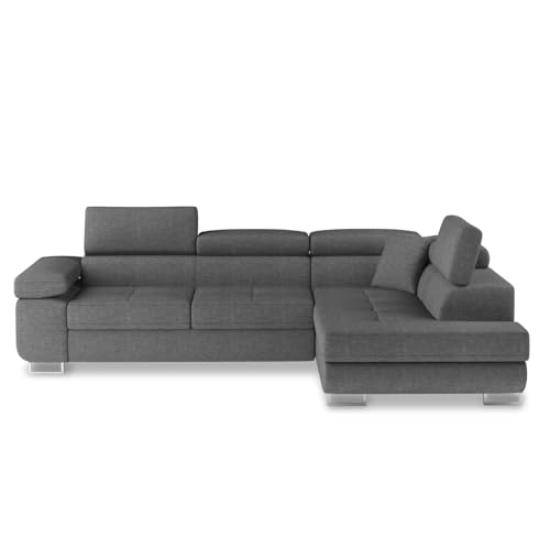 INTENSE DECO Canapé d'angle Droit Convertible Marius Tissu Gris