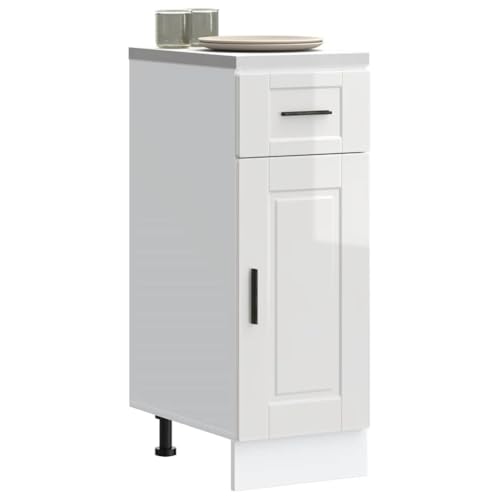 Gecheer Mueble bajo de Cocina Porto Alto Brillo Blanco Aparador Comedor,Mueble Auxiliar,Alacena de Cocina Estantería de Cocina,Muebles de Cocina TY-5