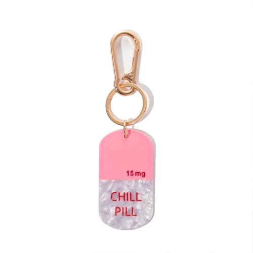 Novelty Keychain with Gold Metal Hook, Pink and Clear Design for Women Girls Gift