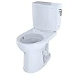 TOTO® Drake® II 1G® Two-Piece Round 1.0 GPF Universal Height Toilet with CEFIONTECT and Right-Hand Trip Lever, Cotton White - CST453CUFRG#01