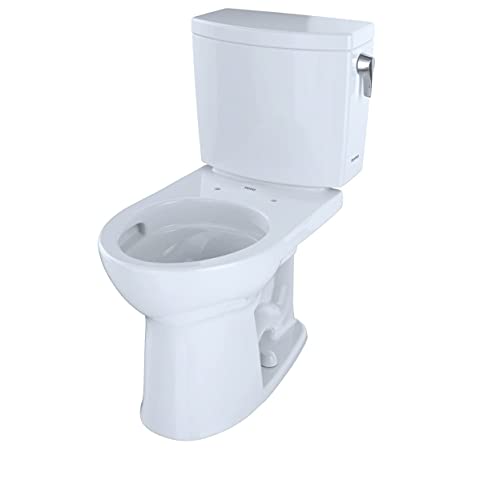 TOTO® Drake® II 1G® Two-Piece Round 1.0 GPF Universal Height Toilet with CEFIONTECT and Right-Hand Trip Lever, Cotton White - CST453CUFRG#01