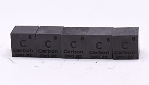 Image of 0.39 inch 10mm Carbon Cube C up to 99.9% Pure Periodic Table Element Engraved Density Collection Science Education Display Block Cube + Acrylic Case Box - 1PC