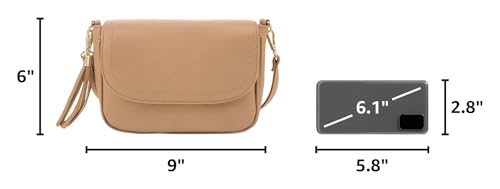 Image of EVVE Small Crossbody Bags for Women Trendy Flap Saddle Purses with Tassel Vegan leather Shoulder bag