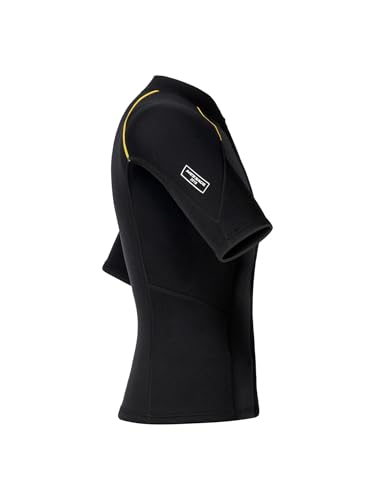 YOOJIA Camiseta De Neopreno para Hombre De Manga Corta Top con Cremallera Frontal Camiseta De Secado Rápido Traje De Natación Surf Negro XL