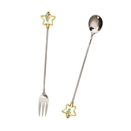 OFFSCH 2個 五角星形ステンレス製デザートフォーク スプーン点 日式テーブルウェア 耐食性高く健康的 コーヒー スイーツに おしゃれで食卓
