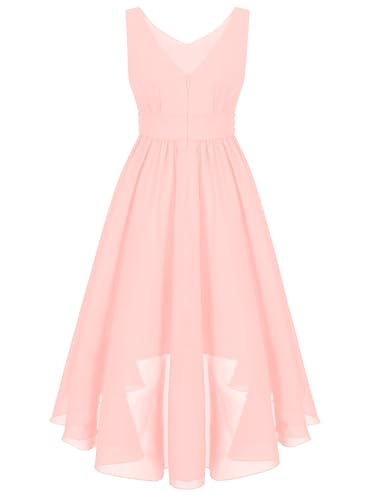 JEYPINMI Kids Girls Princess V Neck Birthday Party Dress High Low Hem Flower Girl Bridesmaid Dresses2