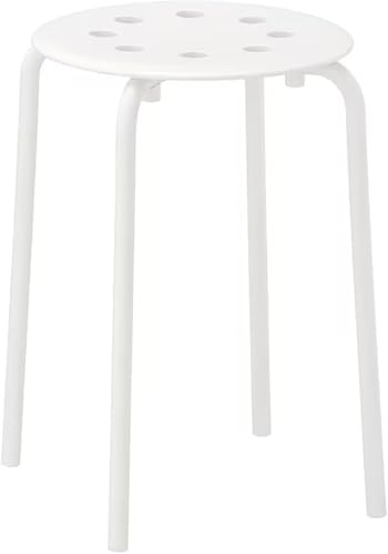 SKY-TOUCH Stackable Plastic Dining Stool Living Room Stool office Stool Make Up Stool Durable Plastic & Metal Flexible Seating for Home Office School Patio Indoor/Outdoor(White 40x40x45cm) 1 pcs