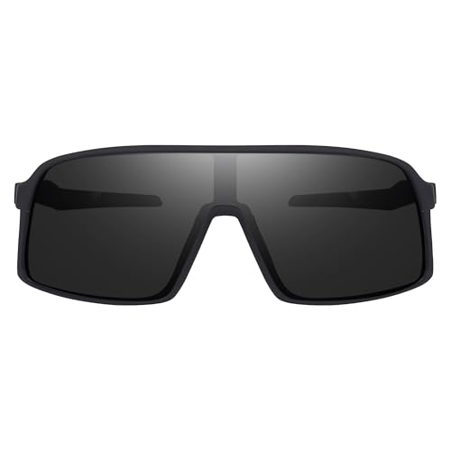 Image of IFLASH Non Polarized Mirrored Oversized Sports Sunglasses for Men Women, Outdoor Cricket Cycling Hiking Fishing Running Driving Baseball UV 400 Protection Anti Glare Goggles (BLACK)