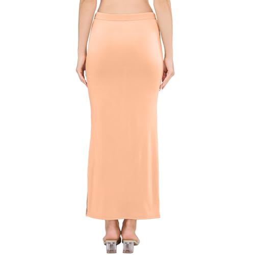 Image of DESI GIRL Satin Shimmer Stretchable Saree Shapewear Petticoat with Drawstring for Women | Mermaid fit Saree Petticoat with Side Slit for Easy Movement | Saree Shaper | Long inskirt
