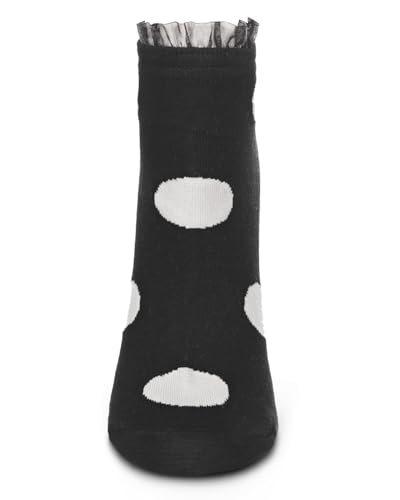 Image of MeMoi Women's Ruffle Polka Dot Cotton Blend Low-Cut Socks