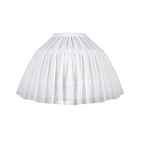 Vlazom Sottogonna da Donna Gonne Corte 2 Cerchio Tulle Vita Alta Tutu Lolita Abiti da Sposa Damigella Vestito da Sottogonne,Bianco,S-L