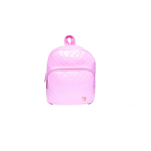 Mochila Feminina Brilhosa com Glitter, 23,5 x 20 x 13,5 cm, Vinil Têxtil, Rosa