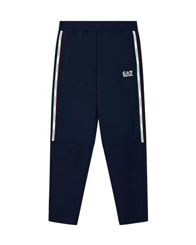 EA7 Emporio Armani (7M001866-AF12660-UB102) Mens Navy Italian Spirit Cuffed Drawstring Cotton Sweatpants with Pockets Logo, navy, L