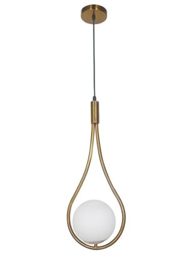 Image of Dropshape Milky Forest Glass Gold Metal Modren Style Hanging Pendent Celing Light Lamp for Bedroom Living Room Lobby Bedside Office Kitichen Home Decor Light with Bulb (1)