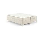 Generisch Boxspringbett BEIGE Bett ohne Kopfteil mit goldenen Beinen gepolstertes Bett 90x200 100x200 120x200 140x200 160x200 180x200 200x200 mit Bettkasten und.Topper (140 x 200)