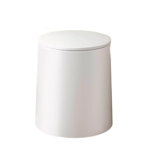 papeleras para cocina Bote de basura de alto color for el hogar, sala de estar, moderno, sencillo, ligero, de lujo, tipo empuje con tapa, cocina, baño, nueva cesta de papel papelera para cocina(Blanco