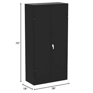 INTERGREAT Black Metal Storage Cabinet Doors, 72" Locking Steel Storage Cabinet with Shelves, Tall Metal Cabinet Lockable Steel Cabinets for Home Office, Garage INTERGREAT Black Metal Storage Cabinet Doors 72 Locking Steel Storage Cabinet with Shelves Tall Metal Cabinet Lockable Steel Cabinets for Home Office Garage